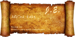 Jáni Edit névjegykártya